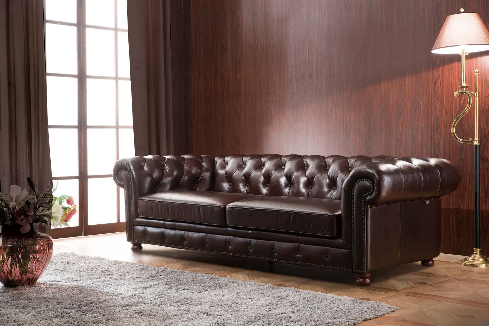 Made of top quality American calf leather European classic chesterfield style sofa 2